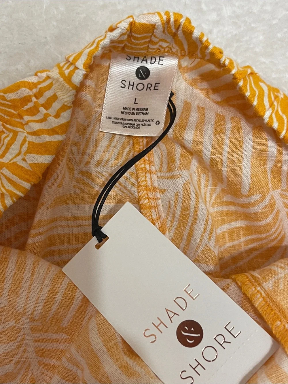 NWT Shade & Shore 2 Piece Bright Yellow Palm Leaf‎ Breezy Beach Swim Cover Up L